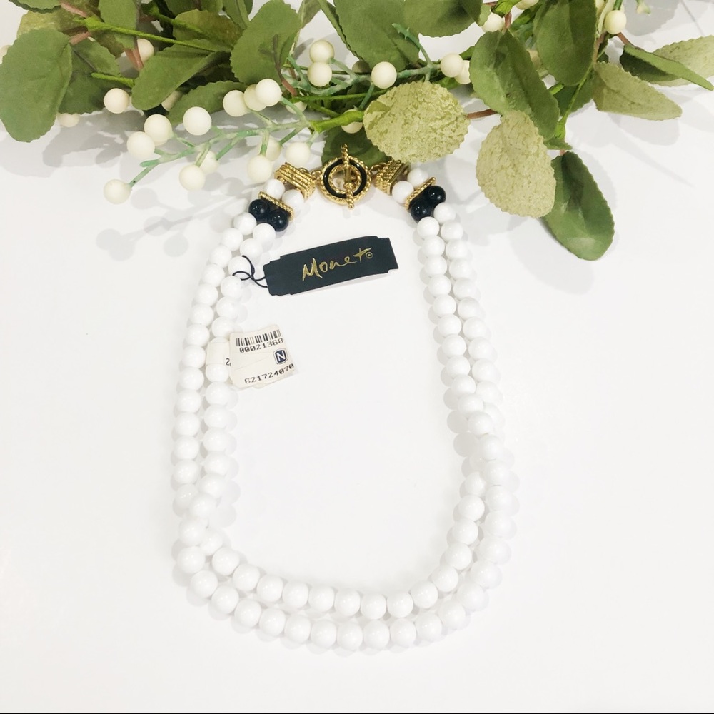 Monet vintage 1980’s double strand onyx necklace
